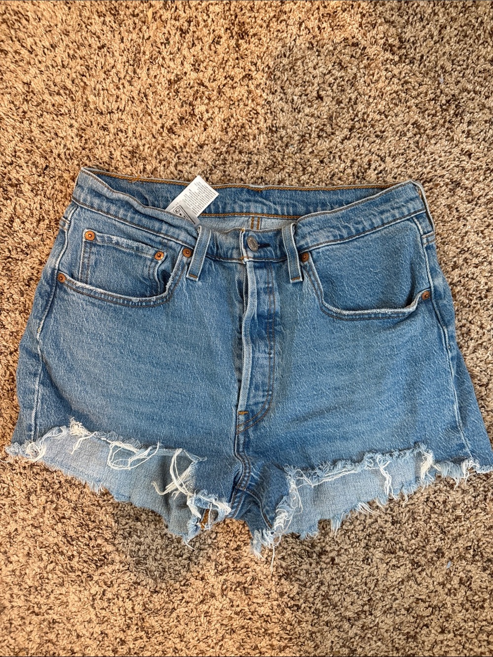 Women's Light Blue Distressed Denim Cutoff Levi Shorts